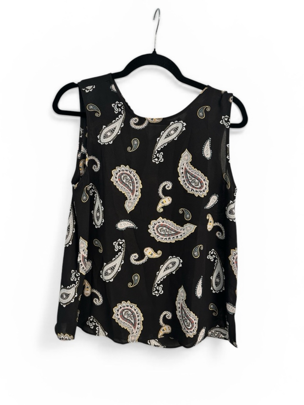 LOFT Gray Paisley Sleeveless Top Size PS